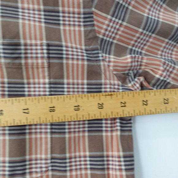 VINTAGE Orvis Shirts Men Medium Brown Plaid Button Down Cotton Tartan Casual L/S - Picture 4 of 10